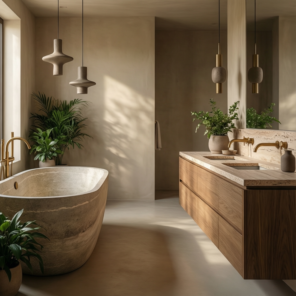 Home luxury organic modern bathroom earthy warm palette of beige taupe and mushroom natural stone freest gclw8lc5htu91goeygw5 1