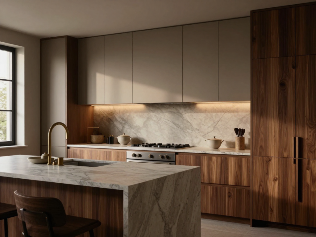 photorealistic luxury contemporary kitchen with a refined warm neutral palette soft taupe cabinetry qrxh9qaef74igjkzknf9 0